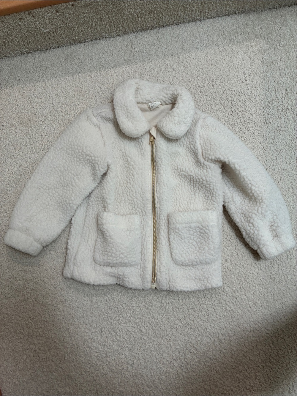 H&M Cream Sherpa Zip-Front Kids Jacket